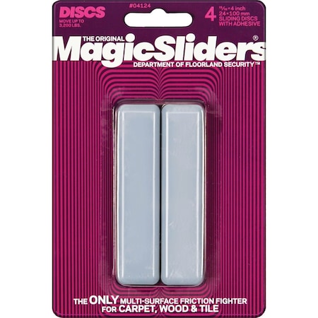 Magic Sliders 1'' x 4'' Rectangle Self Adhesive Furniture Glide, 4PK 4124