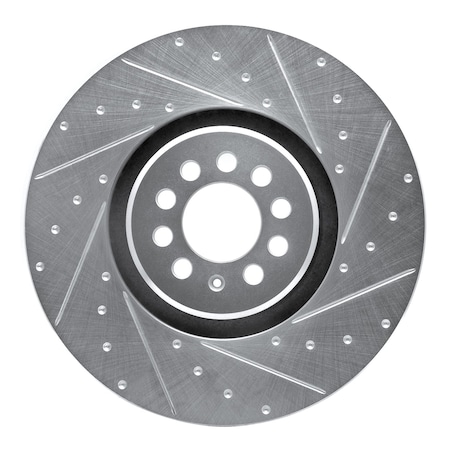Dynamic Friction Co DFC Brake Rotor - Drilled and Slotted - Silver 631-74025D
