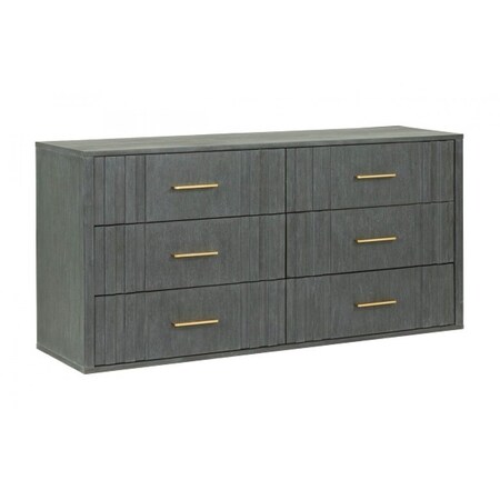 Homeroots 63" Dark Grey Solid And Manufactured Wood Six Drawer Dresser 490825