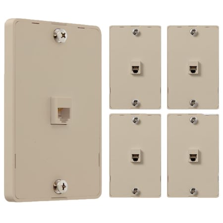 Newhouse Hardware Ivory Wall Phone Jack Plate, 5PK OLPHP-IV-05