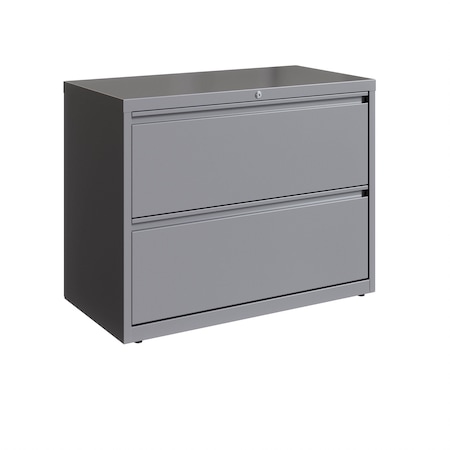 Hirsh 36 in W 2 Drawer Lateral File Cabinet, Arctic Silver, A4/Legal/Letter 23744