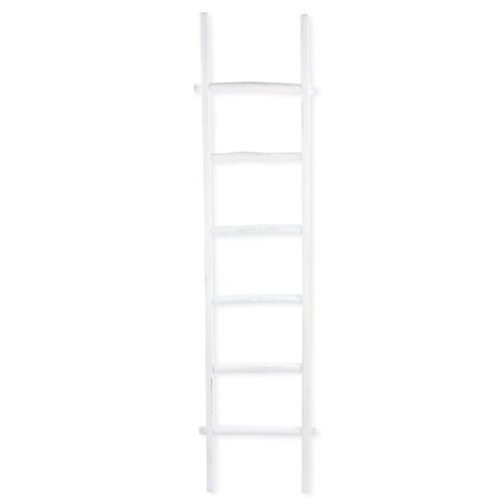 Homeroots 76" White Six Step Solid Wood Decorative Ladder 519096