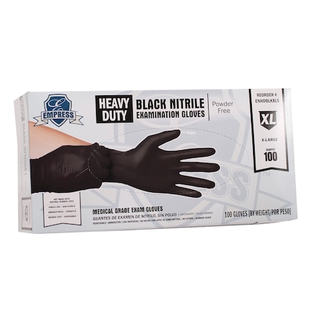 Empress Heavy Duty Nitrile Glove X-Large, Black, 5 mil Exam Grade, 1000PK ENHDBLKXL5
