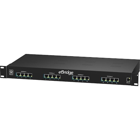 Altronix PoE Extender, 8-1/2" D x 19-1/8" W, Black EBRIDGE16PCRX