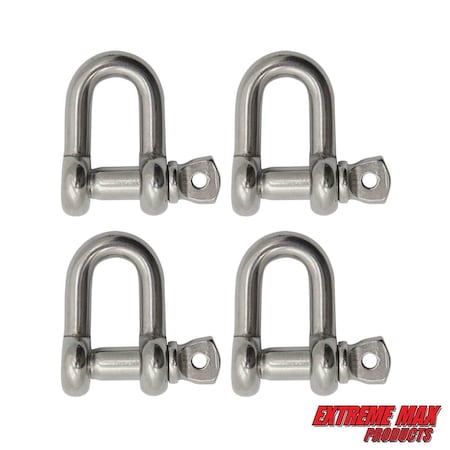 Extreme Max Extreme Max 3006.8273.4 BoatTector Stainless Steel Chain Shackle - 1/2", 4-Pack 3006.8273.4
