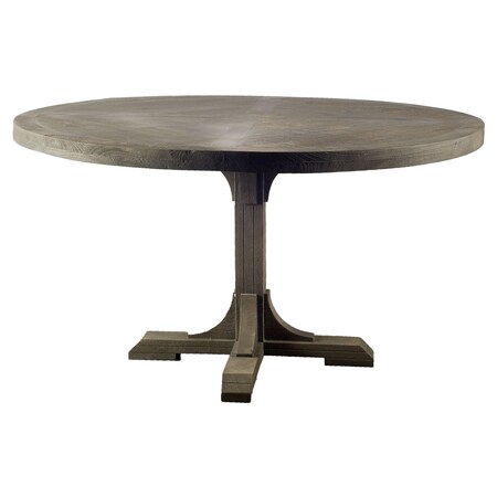 Homeroots 54" Brown Rounded Solid Wood Pedestal Base Dining Table 380460