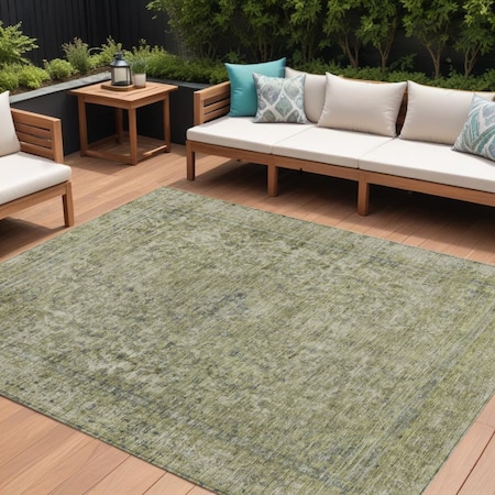 Homeroots 10' X 14' Sage And Beige Abstract Washable Indoor Outdoor Area Rug 616027