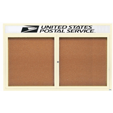 Aarco Illuminated Enclosed Bulletin Board w/ Header Ivory Powder Coated Al Frame, 48''Hx72''W DCC4872RHIIV