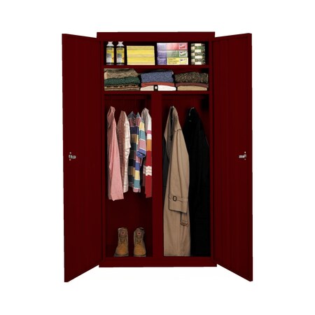 Steel Cabinets Usa Storage Cabinet, 72 in H, 36 in W, Wine Red, 2 Shelves W-367224DS-WR