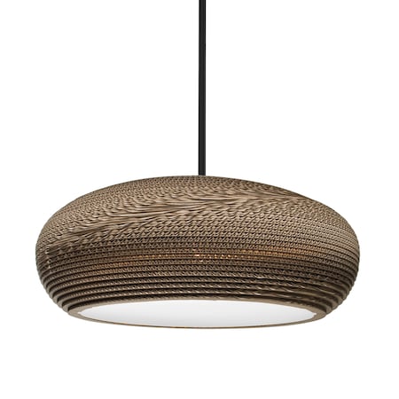 Besa Lighting Besa Venus Stem Pendant, Corrugated Cardboard, Black Finish, 1x 9W LED 1TT-VENUS-LED-BK