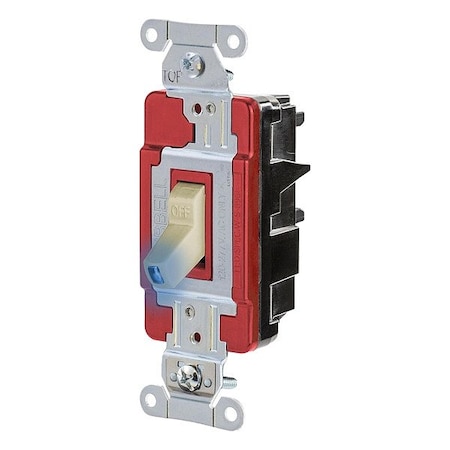 Hubbell Wall Switch, 1 hp, Toggle, 20 A, Ivory HBL1221STILI