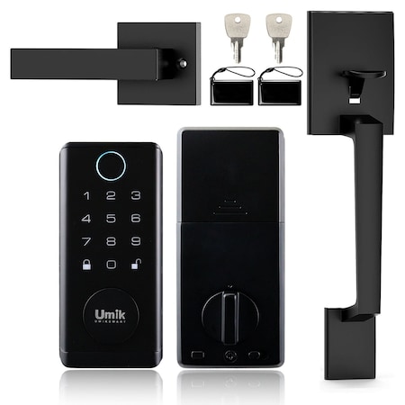Wrightmaster 5-in-1 Aluminum Smart Pad Lock with Handle Set, App Control, Fingerprint, IC Card, Keypad, Auto-Lock ZR-D3
