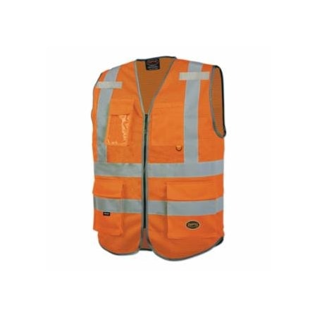 Pioneer 6960U/6961U Hi-Vis Mesh Multi-Pocket Safety Vest, Large, Orange 852-V1024850U-L