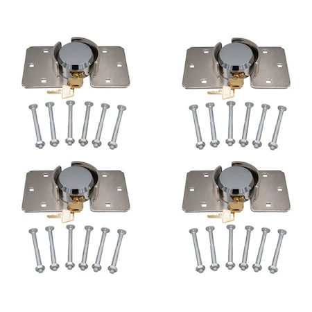 Mytee Products Heavy-Duty Hidden Shackle Hockey Puck Padlock Set w/Hasp - Keyed Alike, 4PK CTL-HASPPL-KEYEDx4