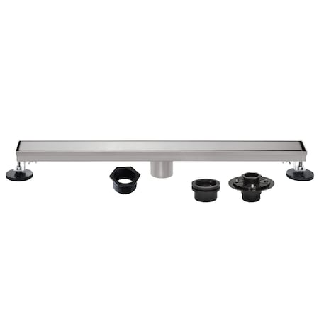 Kingston Brass 48-Inch Stainless Steel Linear Shower Drain with Reversible Tile Insert and Flat Grate BSFK4828