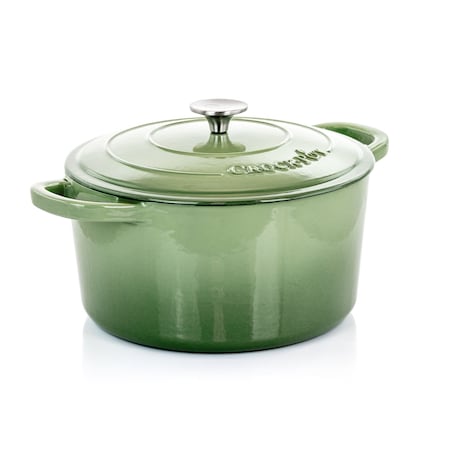 Crock-Pot Artisan 2 Piece 7 Quarts Enameled Cast Iron Dutch Oven in Pistachio Green 124965.02