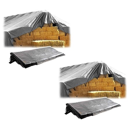 Mytee Products 2 Pk 25ft x 48ft Heavy Duty 8oz Hay Tarps Silver Black 14.5 mil Waterproof, 2PK HT25-48x2