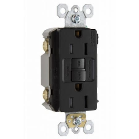 Legrand Pass & Seymour radiant Series GFCI Duplex Receptacle, Nylon, Black, 2-Pole, 15 A 1597TRBKCCD4