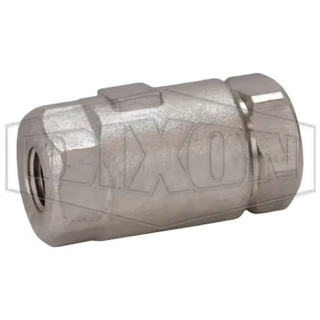 Dixon Ball Cone Check Valve, 1/4 in Nominal, FNPT Connection End Style, 316 SS Body, PTFE Seat Softgoods 62-101