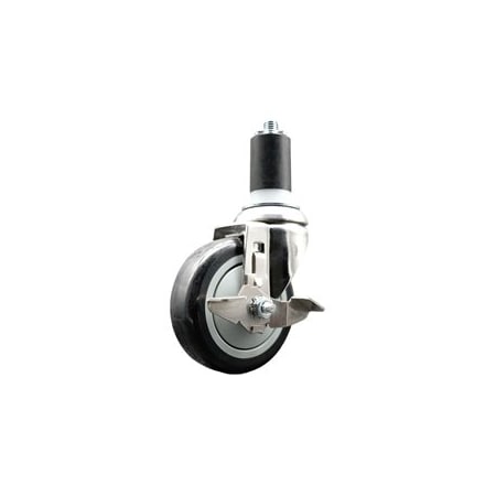 Service Caster 4 Inch 316SS Black Polyurethane Swivel 1-1/2 Inch Expanding Stem Caster Brake SCC-SS316EX20S414-PPUB-BLK-TLB-112