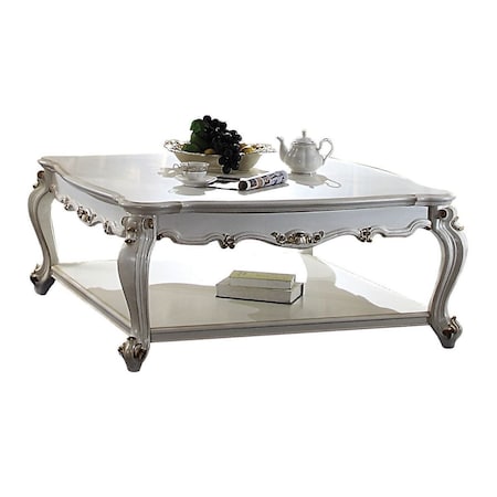 Homeroots 47" Pearl Wood Coffee Table With Shelf 490753