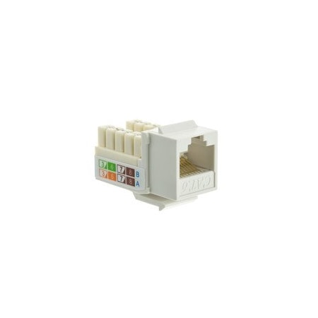 Cable Wholesale Slimline Cat6 Keystone Jack, White, RJ45 Female to 110 Punch Down 326-120WH