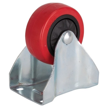 Prosource Rigid Caster, 3 in Dia Wheel, 30 mm W Wheel, PU Wheel, Red, 176 lb, Steel Housing Material JC-380-G