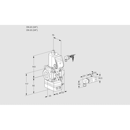 Honeywell Kromschroder Gas Pressure Regulator with Solenoid Valve, 24V DC, DN15, 35–100 mbar KS88015560
