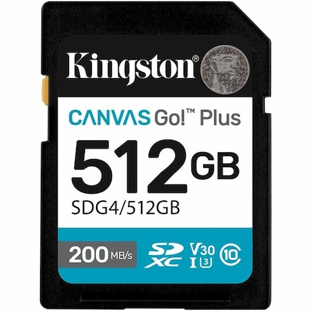 Kingston 512GB SDXC Canvas Go Plus Gen4 200MB/s C10 UHS-I U3 V30 SDG4/512GB