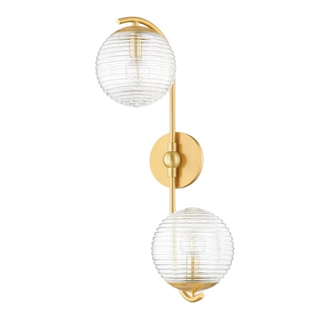 Mitzi Home Ec. X Sara 2 Light Wall Sconce 33.75 In. Aged Brass H815102-AGB