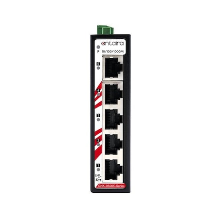 Antaira 5-Port Industrial Gigabit Unmanaged Ethernet Switch, w/5*10/100/1000Tx GNX-0500G