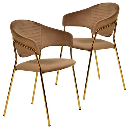Leisuremod Bella Collection Modern Dining Chair in Brown, 2PK BC21BR2