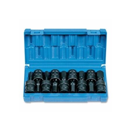 Grey Pneumatic Impact Driver Set, 1/2 in Drive, 6 mm to 19 mm Size, 9-Pc Universal Hex 914-1499UMH