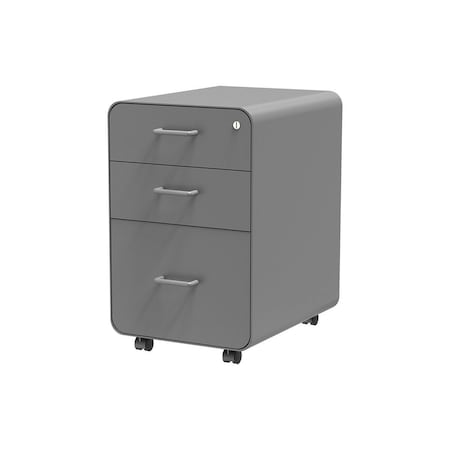 Monoprice Workstream by Rolling Round Corner 3-Drawer File Cabinet_ Gray 37878