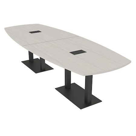 Skutchi Designs Arc Boat Conference Table, 45 in W, 120 in L, Ivory HAR-ABOT-48x120-DOU.BK-K458-EBLK