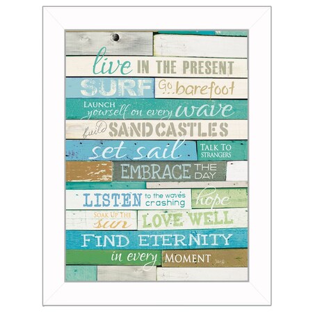 Homeroots Live in the Present 5 White Framed Print Wall Art 415467