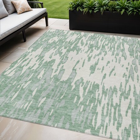 Homeroots 5' X 8' Sage And Ivory Abstract Washable Indoor Outdoor Area Rug 612696