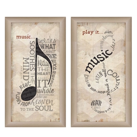 Homeroots Set Of Two Musical NotesBrown Framed Print Wall Art, 2PK 405730