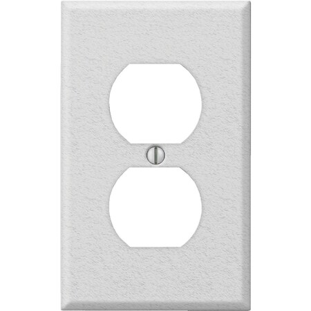 Amerelle PRO 1-Gang Stamped Steel Outlet Wall Plate White Wrinkle C982DW