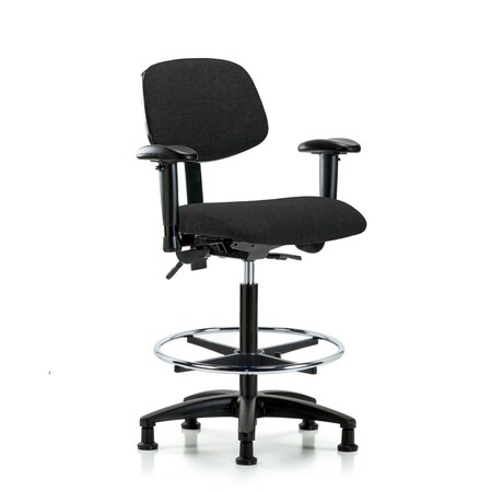 Blue Ridge Ergonomics Chair, Fab, Hi Bench, Tilt AA CF Glides, Blk, 6-Way Adjustable, 26" to 35-1/2" Height, Black BR-FHBCH-RG-T1-A1-CF-RG-F42
