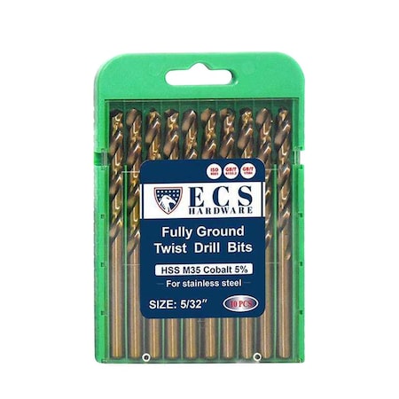 Ecs Hardware HSS Drill Bit x 10 Fully Ground, 5% Cobalt M35 ECSH-DRILL-532
