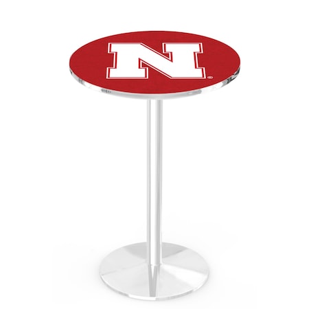Holland Bar Stool Co 36" Chrome Nebraska Pub Table, 36" dia. Top L214C3636NebrUn