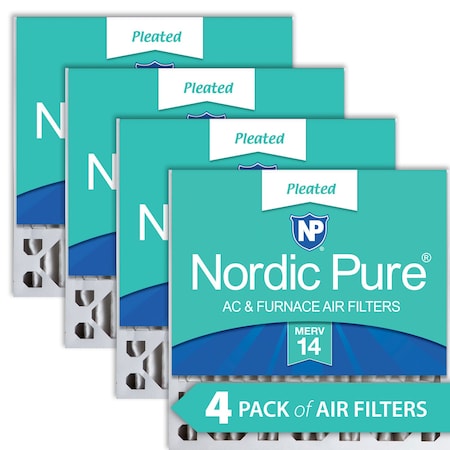 Nordic Pure 20x20x5 Pleated Air Filter, High Capacity, Electrostatically Charged Synthetic Media, MERV 14, 4 PK 20x20x5HM14-4