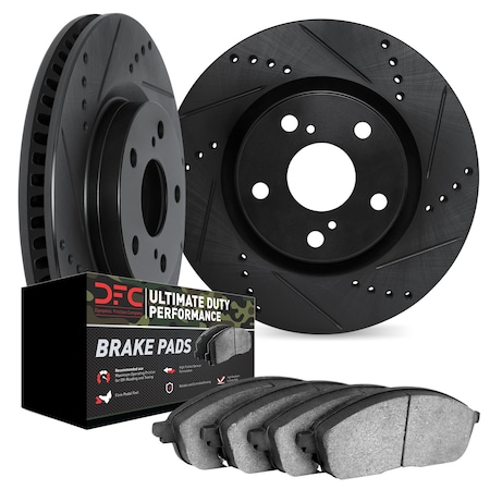 Dynamic Friction Co DFC Brake Rotor - Drilled & Slotted - Black- Heavy Duty Brake Pad 8402-47006