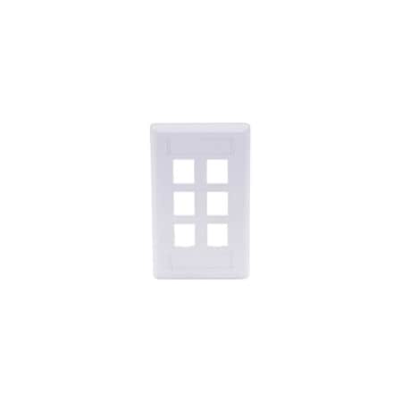 Hubbell Premise Wiring Wall Plate, 6 Port IFP16W