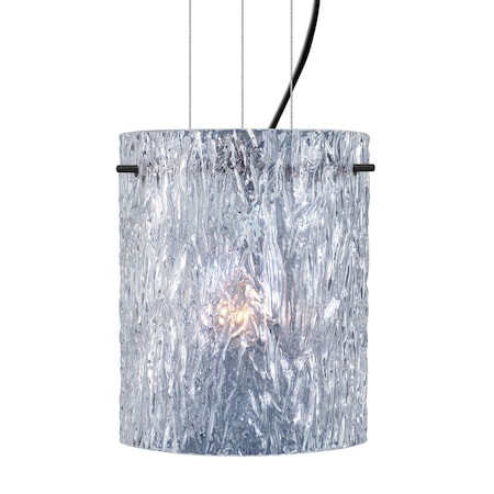 Besa Lighting Besa Tamburo 8 Cable Pendant, Clear Stone, Black Finish, 1x 11W LED 1KG-400600-LED-BK