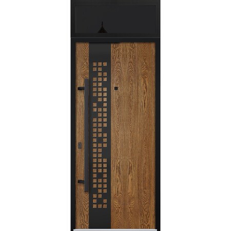 Vdomdoors Steel Door Deux 6678 Natural Oak Transom Window Sidelite Entry Door Painted W36xH80+16 Right hand I DEUX6678EXD-OAK-W36 x H80+16-RH-I
