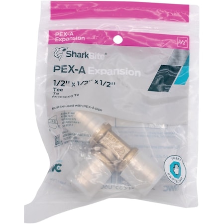 Sharkbite PEX-A Brass 1/2'' x 1/2'' x 1/2'' Tee UAB362LFA