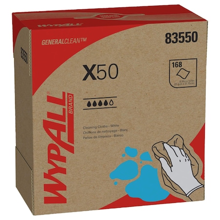 Wypall WypAll Dry Wipe, X50, Dispenser Box, Light Absorbency, Good Wet Strength, 83550, 10 PK 83550
