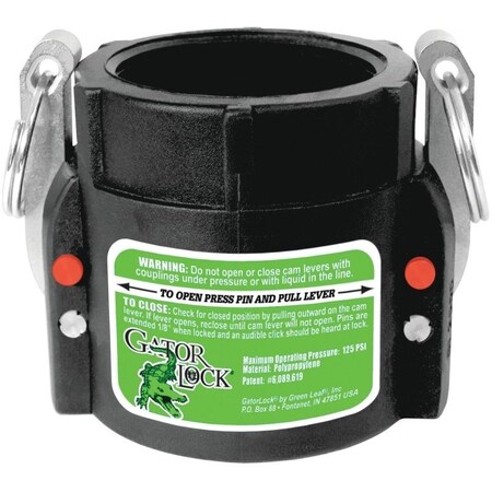 Green Leaf Cam Lever Coupling, 2 in, Female x FNPT, Glass Filled Polypropylene GLP 200 D